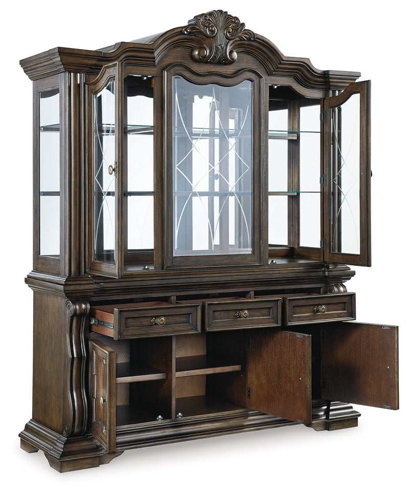 Maylee Dining Table and 10 Chairs with Storage in Dark Brown from Ashley - DMV Furniture