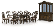 Maylee Dining Table and 10 Chairs with Storage in Dark Brown from Ashley - DMV Furniture