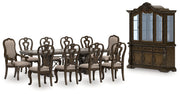 Maylee Dining Table and 10 Chairs with Storage in Dark Brown from Ashley - DMV Furniture
