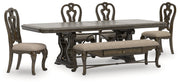 Maylee Dining Table and 4 Chairs and Bench in Dark Brown from Ashley - DMV Furniture