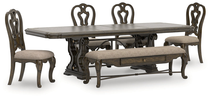 Maylee Dining Table and 4 Chairs and Bench in Dark Brown from Ashley - DMV Furniture