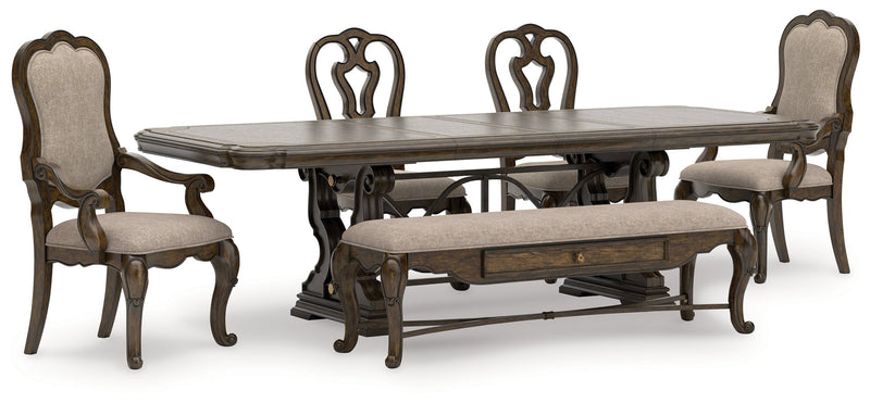 Maylee Dining Table and 4 Chairs and Bench in Dark Brown from Ashley - DMV Furniture