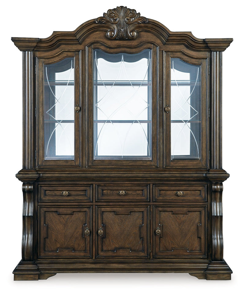 Maylee Dining Table and 4 Chairs and Bench with Storage in Dark Brown from Ashley - DMV Furniture