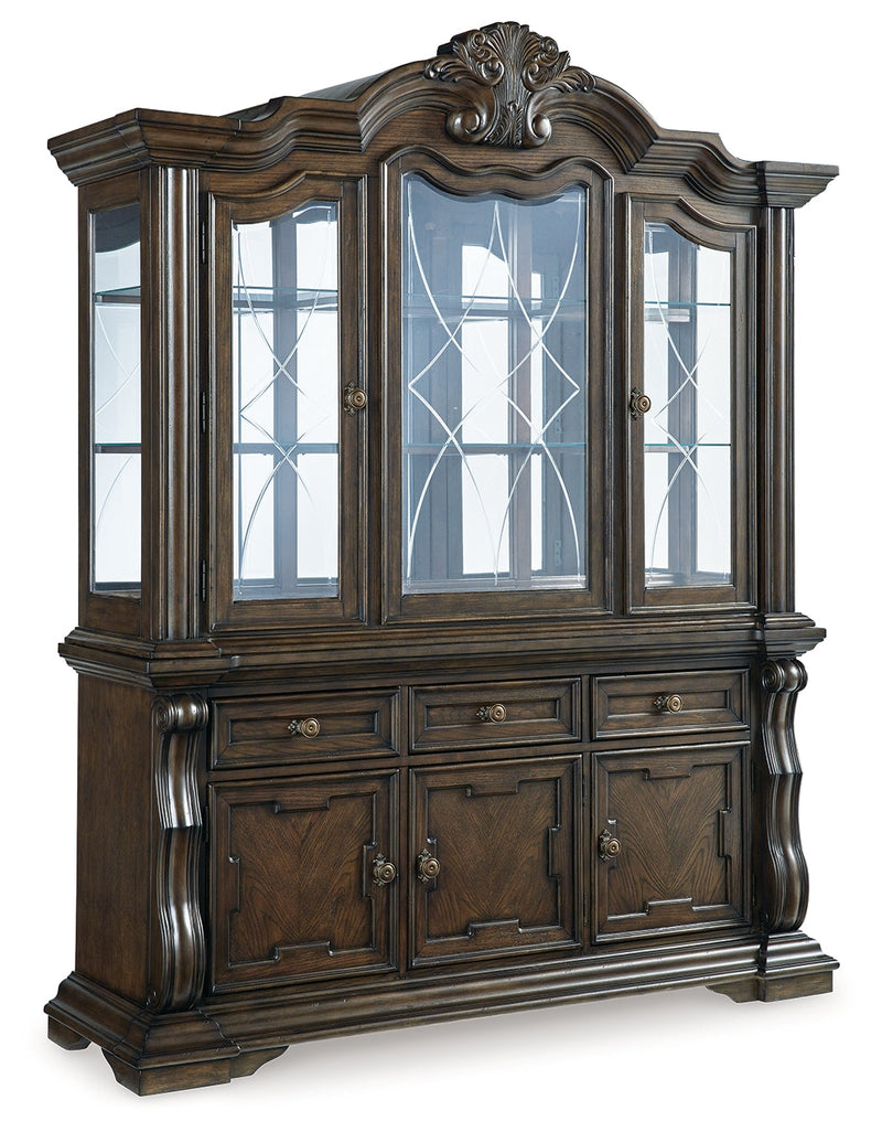 Maylee Dining Table and 4 Chairs and Bench with Storage in Dark Brown from Ashley - DMV Furniture
