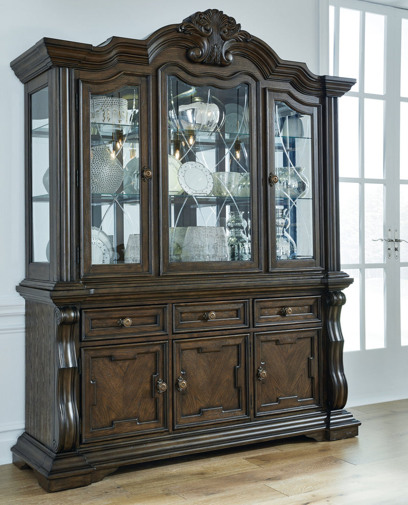 Maylee Dining Table and 4 Chairs and Bench with Storage in Dark Brown from Ashley - DMV Furniture