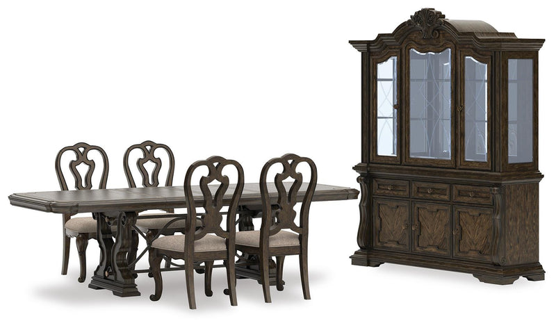 Maylee Dining Table and 4 Chairs with Storage in Dark Brown - PKG017131