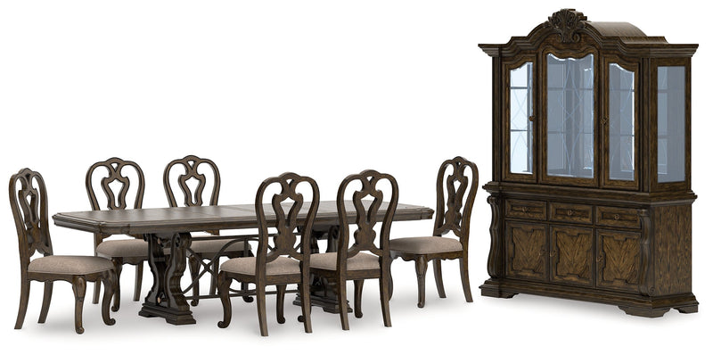 Maylee Dining Table and 6 Chairs with China Cabinet in Dark Brown from Ashley - DMV Furniture