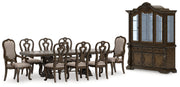 Maylee Dining Table and 8 Chairs with Storage in Dark Brown from Ashley - DMV Furniture