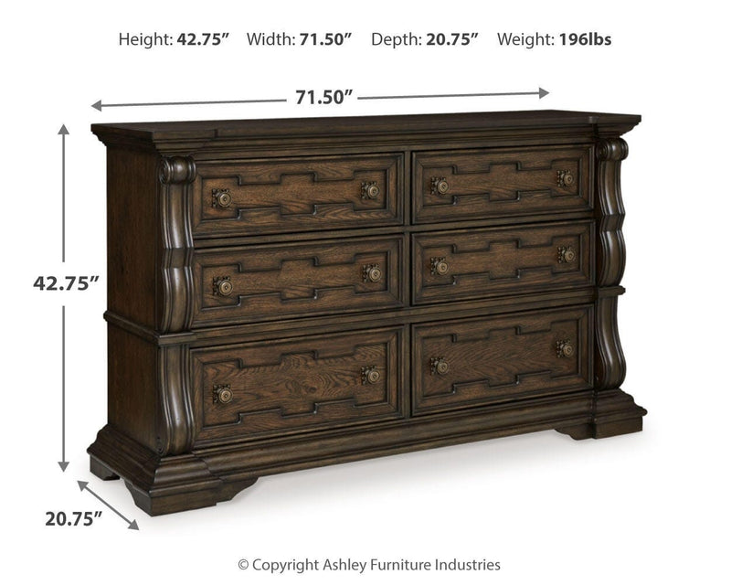 Maylee King Canopy Bed and Dresser in Dark Brown - PKG022426