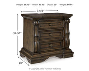 Maylee King Canopy Bed, Dresser, Mirror and 2 Nightstands in Dark Brown - PKG022421