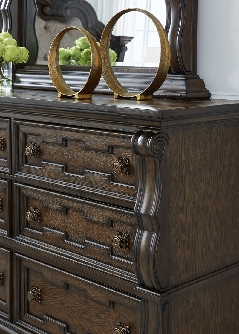 Maylee King Upholstered Bed with Dresser and Nightstand in Dark Brown - DMV FurnitureBedroom Set