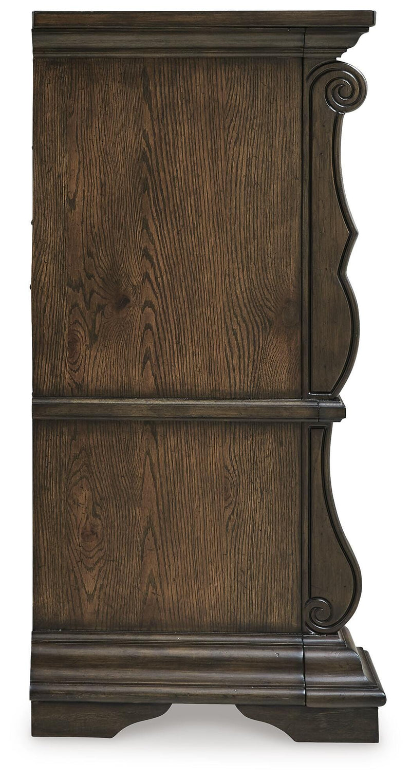 Maylee Queen Canopy Bed and Dresser in Dark Brown - PKG022442