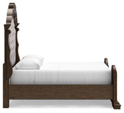 Maylee Queen Upholstered Bed, Dresser, Mirror, Chest and Nightstand in Dark Brown - PKG017041