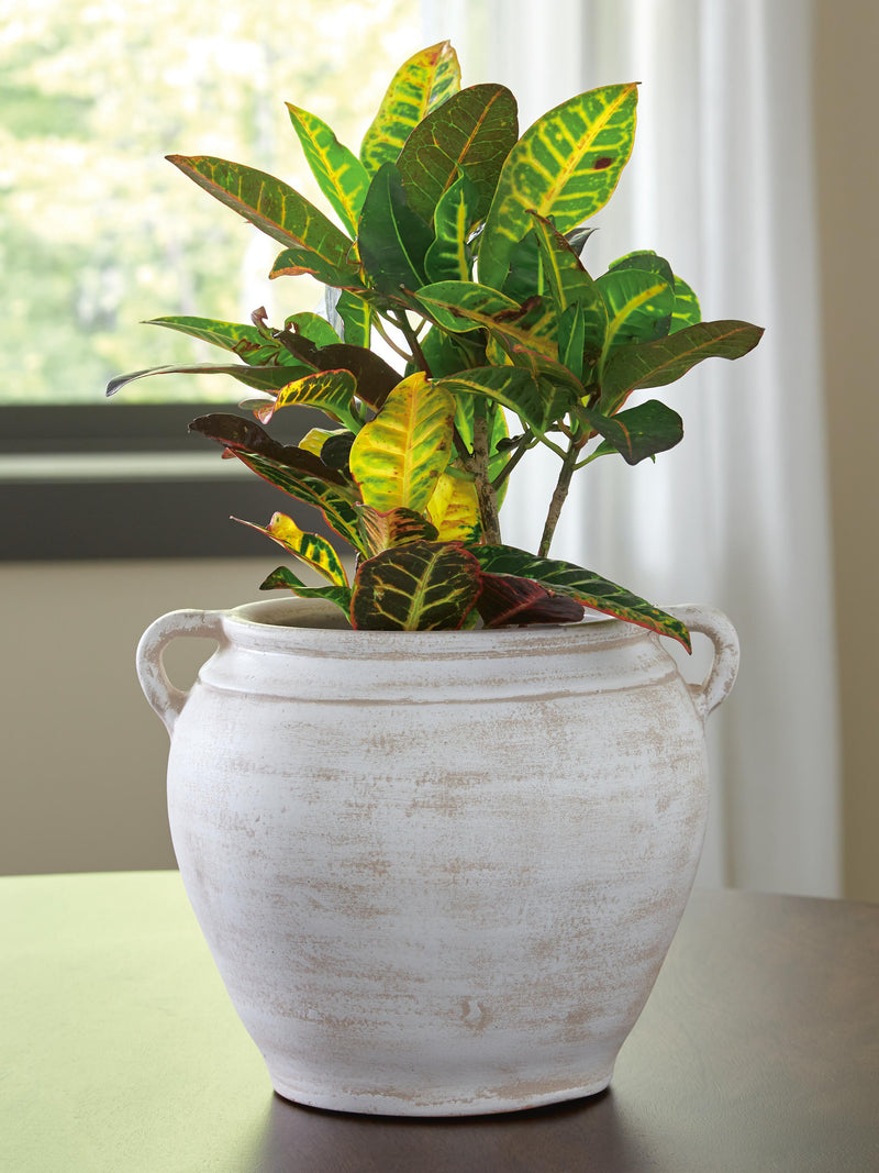 Meadie Distressed White Vase - A2000787