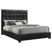 Medley Genuine Leather Queen Panel Platform Bed Black - 315911BLKQ