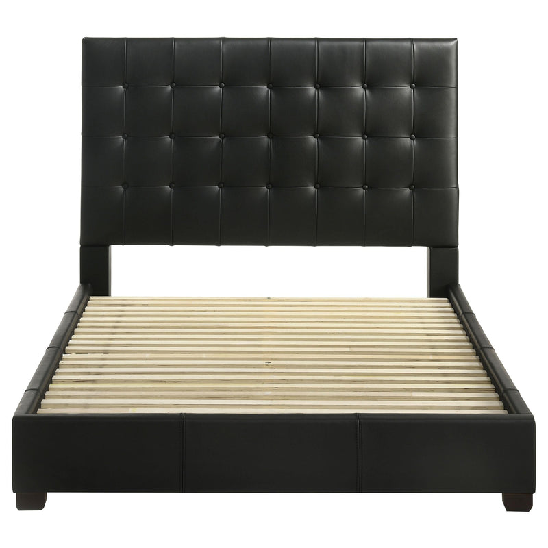 Medley Genuine Leather Queen Panel Platform Bed Black - 315911BLKQ