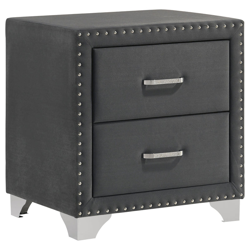 Melody Upholstered 2-drawer Nightstand Grey - 223382