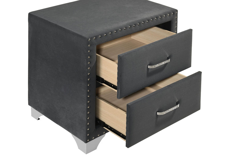 Melody Upholstered 2-drawer Nightstand Grey - 223382