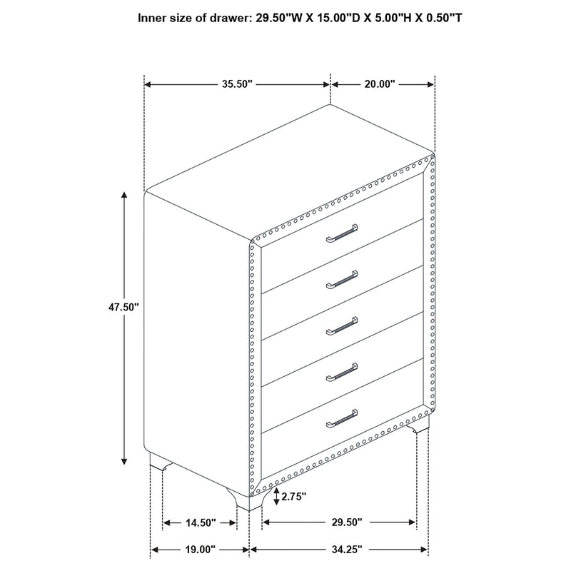 Melody Upholstered 2-drawer Nightstand Grey - 223382