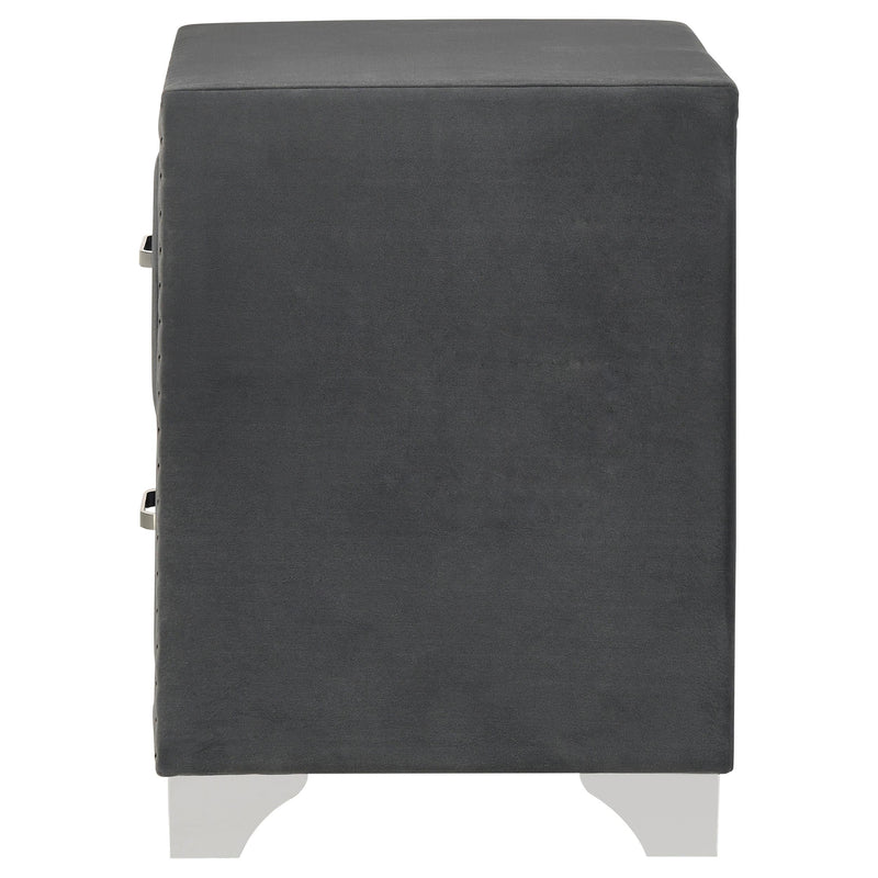 Melody Upholstered 2-drawer Nightstand Grey - 223382