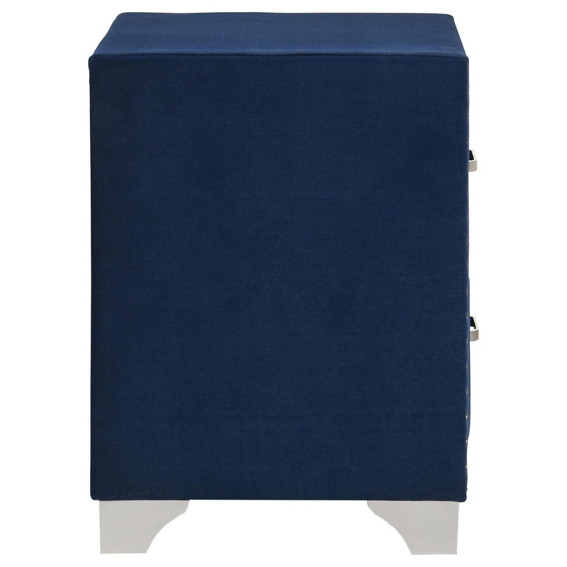 Melody Upholstered 2-drawer Nightstand Pacific Blue - 223372
