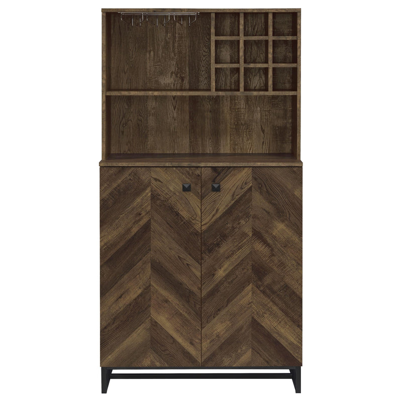 Mendoza 2-door Home Bar Cabinet Wine Storage Rustic Oak - 182082