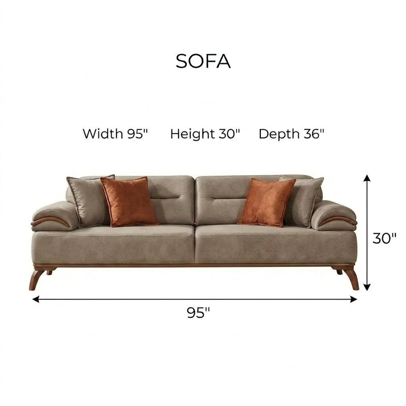 Mia 4-pieces (2 Sofa & 2 Chair) Livingroom Set Beige in Beige - 101-MIA-ALA03-3311