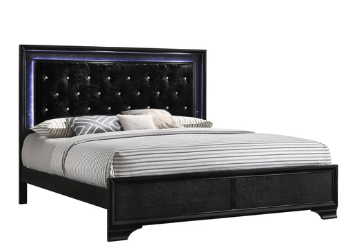 Micah Black King LED Upholstered Panel Bed - DMV FurnitureKing Bed