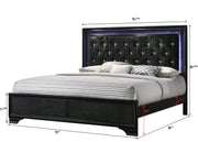 Micah Black King LED Upholstered Panel Bed - DMV FurnitureKing Bed