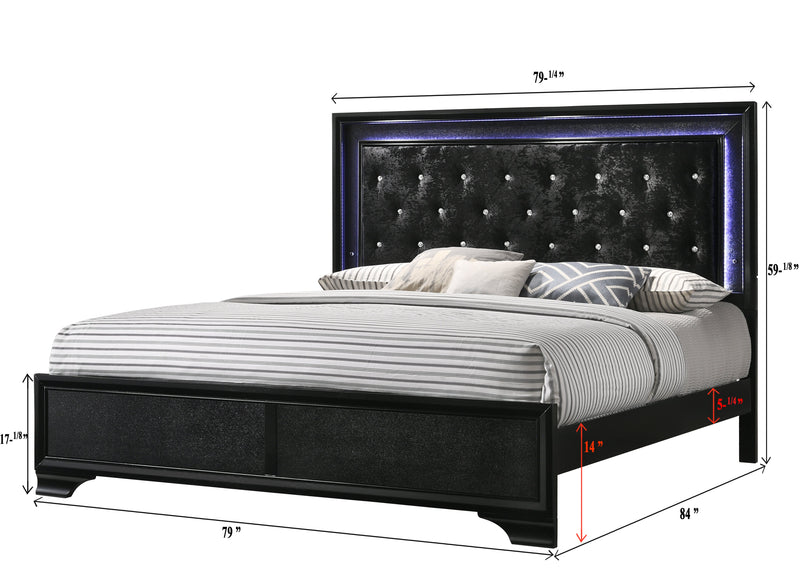 Micah Black LED Upholstered Panel Bedroom Set - DMV FurnitureBedroom Set
