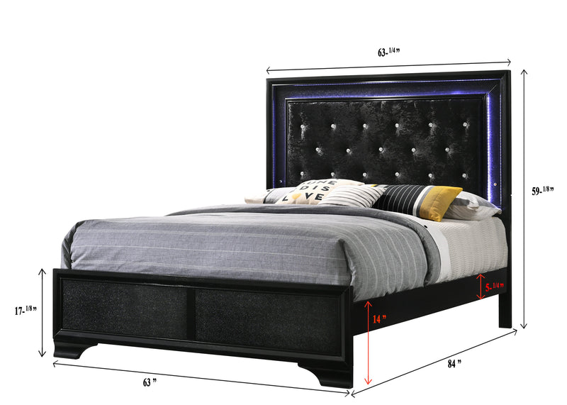 Micah Black LED Upholstered Panel Bedroom Set - DMV FurnitureBedroom Set