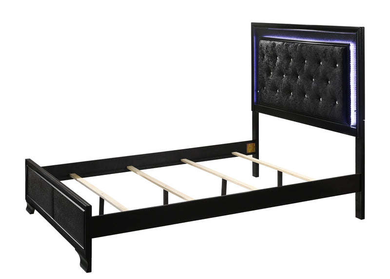 Micah Black Twin LED Upholstered Panel Bed - DMV FurnitureTwin Bed