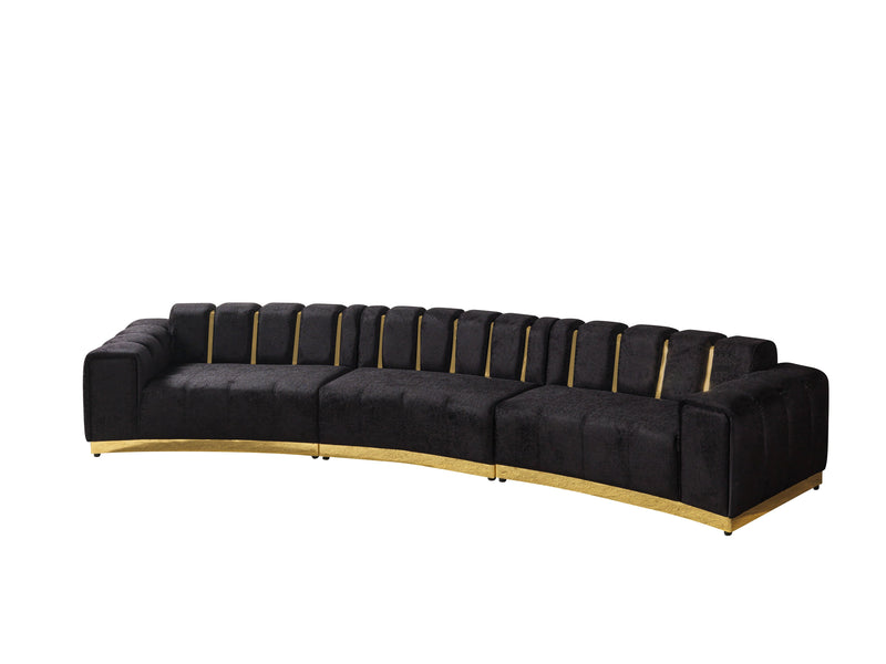 Michelle Black Velvet 3 - Piece Curved 165" Sectional [ETA: 3/15] - DMV FurnitureSectional