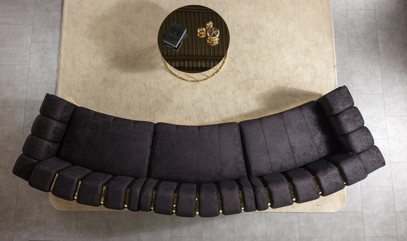 Michelle Black Velvet 3 - Piece Curved 165" Sectional [ETA: 3/15] - DMV FurnitureSectional