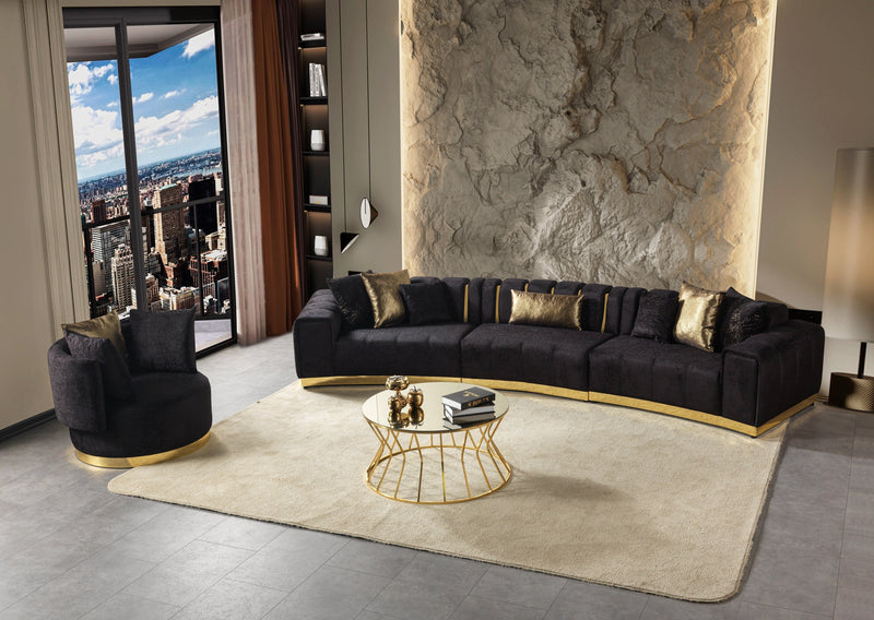 Michelle Black Velvet 3 - Piece Curved 165" Sectional [ETA: 3/15] - DMV FurnitureSectional