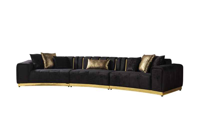 Michelle Black Velvet 3 - Piece Curved 165" Sectional [ETA: 3/15] - DMV FurnitureSectional