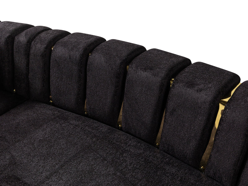 Michelle Black Velvet 3 - Piece Curved 165" Sectional [ETA: 3/15] - DMV FurnitureSectional