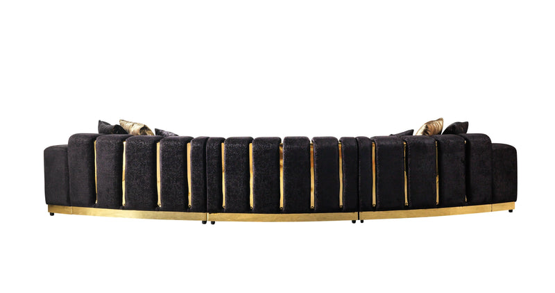 Michelle Black Velvet 3 - Piece Curved 165" Sectional [ETA: 3/15] - DMV FurnitureSectional