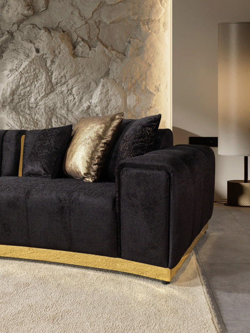 Michelle Black Velvet 3 - Piece Curved 165" Sectional [ETA: 3/15] - DMV FurnitureSectional
