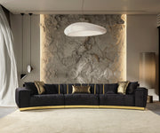 Michelle Black Velvet 3 - Piece Curved 165" Sectional [ETA: 3/15] - DMV FurnitureSectional