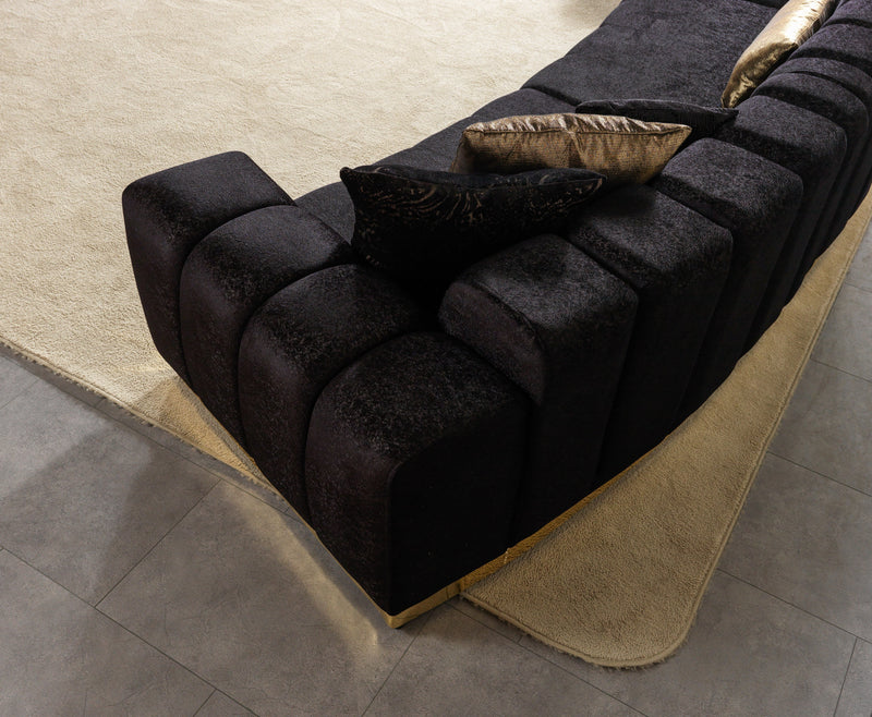 Michelle Black Velvet 3 - Piece Curved 165" Sectional [ETA: 3/15] - DMV FurnitureSectional