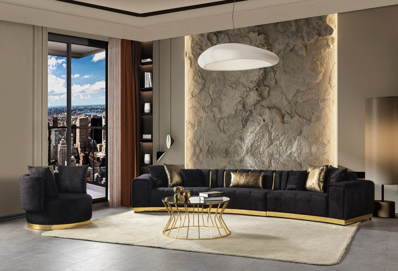 Michelle Black Velvet 3 - Piece Curved 165" Sectional [ETA: 3/15] - DMV FurnitureSectional