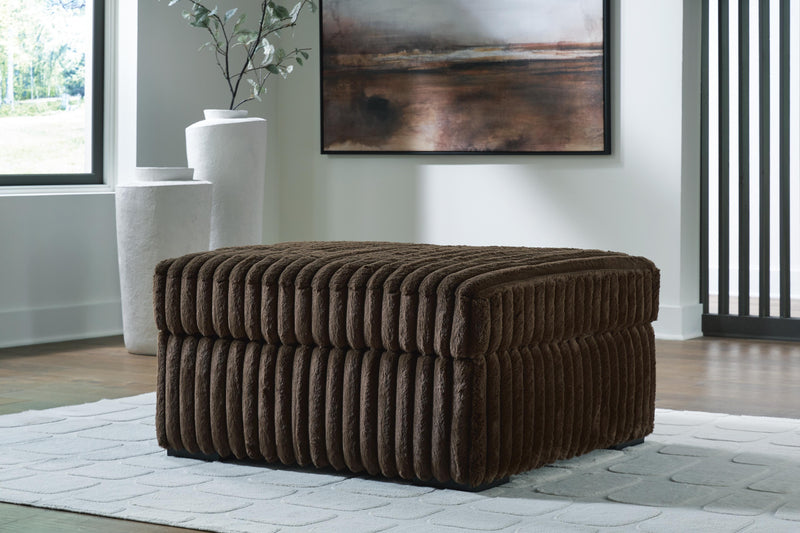 Midnight-Madness Chocolate Sofa, Loveseat and Oversized Accent Ottoman - 98104U2