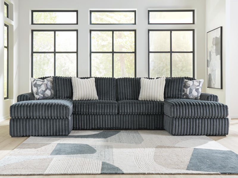 Midnight-Madness Gunmetal 3-Piece Double Chaise Sectional - 98105S7