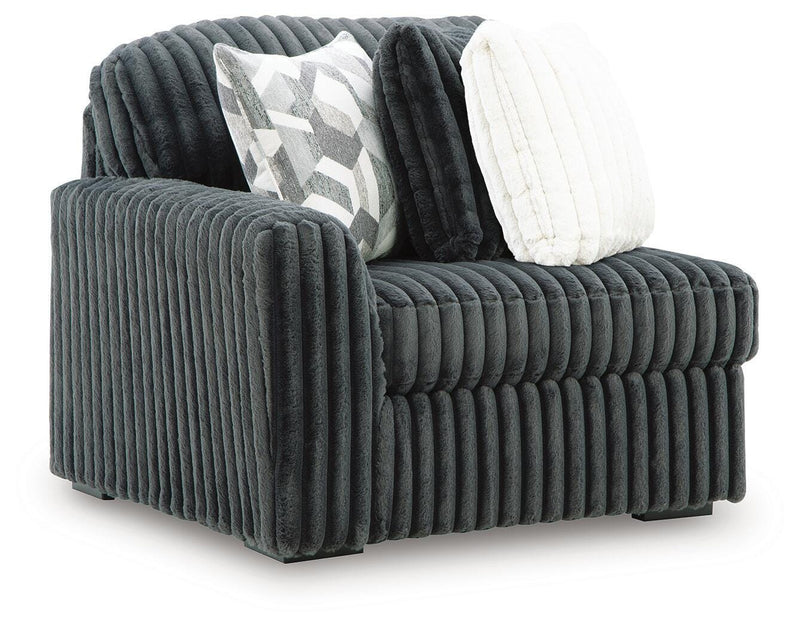 Midnight-Madness Gunmetal Left-Arm Facing Corner Chair - 9810564