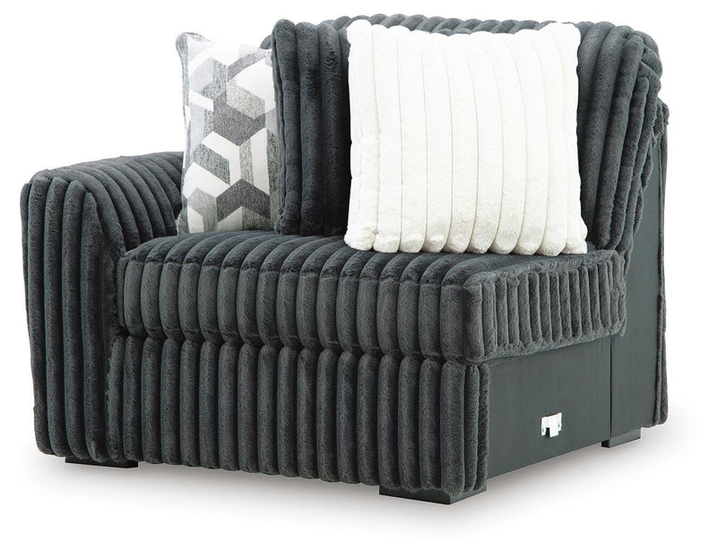 Midnight-Madness Gunmetal Left-Arm Facing Corner Chair - 9810564