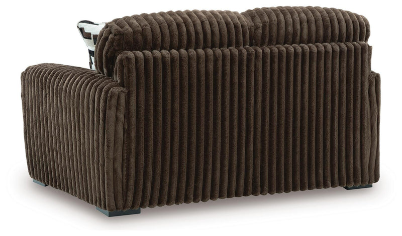 Midnight-Madness Loveseat, Oversized Chaise and Ottoman - 98104U3