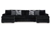 Midnight - Madness Onyx 3 Piece Double Chaise Sectional - DMV FurnitureSectional