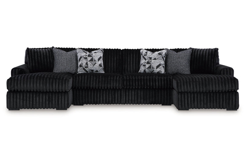 Midnight - Madness Onyx 3 Piece Double Chaise Sectional - DMV FurnitureSectional