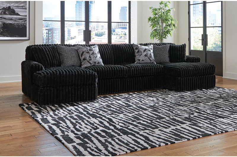 Midnight - Madness Onyx 3 Piece Double Chaise Sectional - DMV FurnitureSectional